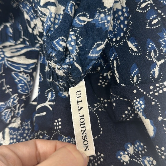 Ulla Johnson Suki Jogger Slouchy Pants Floral Cotton Stretch Navy Blue Size 6 - Picture 10 of 11